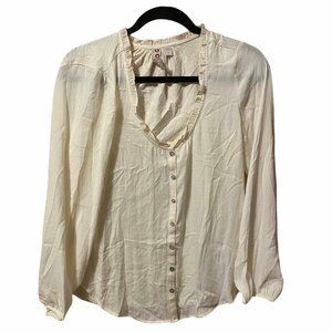 Dolan XS Left Coast Collection Cream Button Front Semi Sheer Blouse